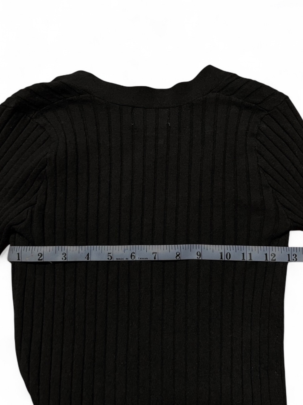 Black Ribbed Button Cardigan - Picture 3 of 7